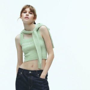 Zara Faux Pearl Cropped Top— New!